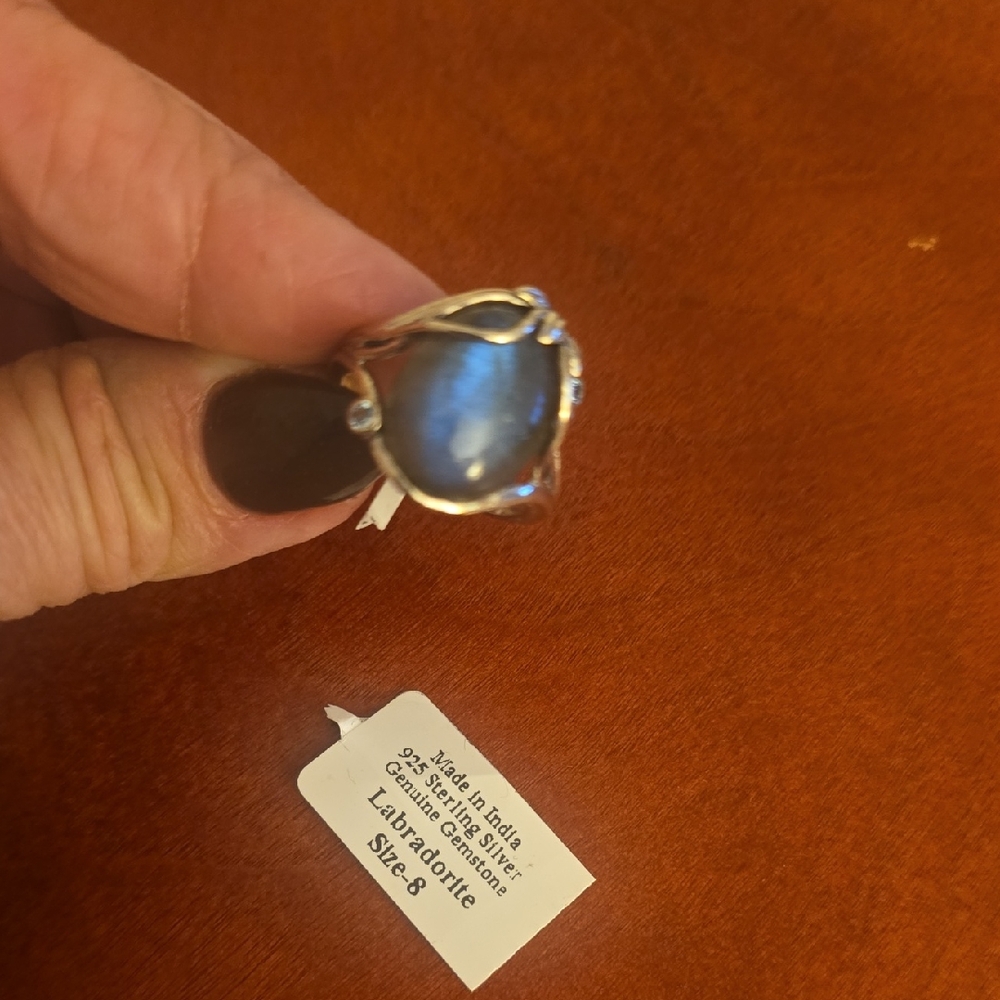 Silver Labradorite Ring 925 Ss
